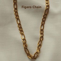 Chains Ins Stainless Steel Figaro Chain Necklace Simple Real Gold Plated Basic Necklaces For Women Girls Fashion Jewellery GiftChains Heal22