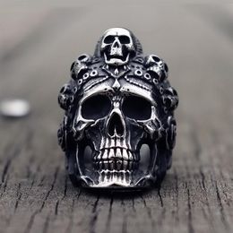 -Cool Santa Muerte Death Skull Anello di anelli unici in acciaio inossidabile in acciaio inossidabile Punk Rock Gioielli Regalo per lui309i