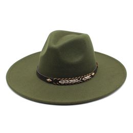 New Fashion Soft Wool Wide Brim Hat Classical Fedora Jazz Hat Sun Caps Women Ladies Autumn Winter Accessories HCS167