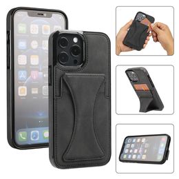 Card slot bag bracket Cases case for iphone 14 13 12 11 mini pro max xs xs 6 7 8 Plus iphone14 magnetic Business Leather Phone Back colver