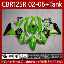 +Tank OEM Fairings For HONDA CBR 125R Metal Green CBR 125 R CC CBR125R 2002 2003 2004 2005 2006 Body 124No.86 CBR-125 CBR125RR 02-06 CBR-125R 125CC 02 03 04 05 06 Bodywork