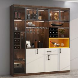 Furniture Living room light luxury glass wine cabinet against the wall Nordic restaurant tea cabinet display simple storage