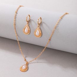 Lexury Pearl Stone Drop Earrings for Women Charms Gold Allot Metal Adjustable Chain Choker Jewellery Sets Accessories