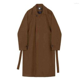 Men's Wool & Blends SYUHGFA Korean Tide Woolen Overcoat Long Sleeve Lapel Autumn Winter Loose Big Size Tweed Belted Coat 2022 Viol22 T220810