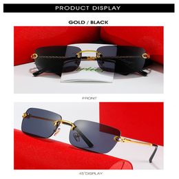 2022 red fashion sport sunglasses for men unisex buffalo horn glasses mens women rimless sun eyeglasses silver gold metal frame ey255F