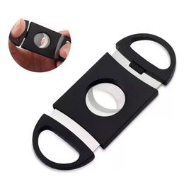 Fast Portable Cigar Cutter Plastic Blade Pocket Cutters Round Tip Knife Scissors Manual Stainless Steel Cigars Tools 9x3.9CM FY5319