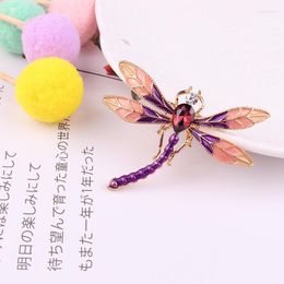 Pins Brooches LUBOV Purple Tail Dragonfly Design Crystal Stone Inlaid Gold Colour Metal Trendy Women Party Jewellery Seau22