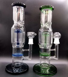 14 inch Glass Water Bong Hookahs with Tree Arm Perc Double Layer Philtres Smoking Pipes with Male 18mm Joint