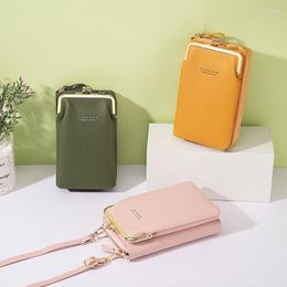 Evening Bags Women Purses Solid Colour Leather Summer Bag Shoulder Strap Mobile Phone Card Holders Wallet Handbag Pockets For GirlsEvening