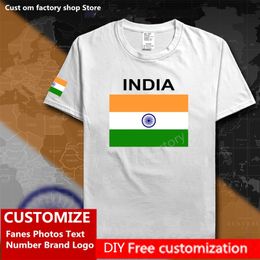 India Country Flag T shirt DIY Custom Jersey Fans Name Number Brand Cotton T shirts Men Women Loose Casual Sports T shirt 220616gx
