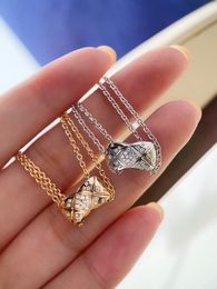 Hot Brand Pure 925 Sterling Silver Jewellery For Women C Crush Necklace Silver Wedding Lozenge choker Geometric Pendant