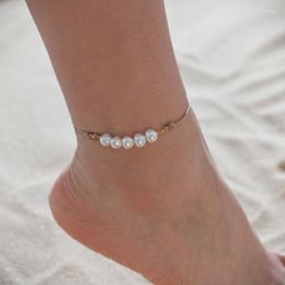 Charm Bracelets Summer Beach Fashion Pearl Anklet Vintage Wax Rope BraidedCharm Lars22