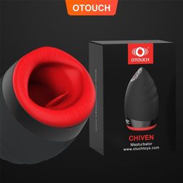 Otouch CHIVEN Male Automatic Masturbating Machine Mouth Tongue Sucking Heat Vibrate Rotation Masturbator Blowjob Sex Toy For Men 220720