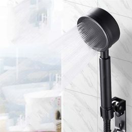Black Shower Head Stainless Steel Fall resistant Handheld Wall Mounted High Pressure for Bathroom Water Saving Rainfall 220510
