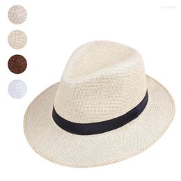 Men Straw Panama Hat Handmade Cowboy Cap Summer Beach Travel Fedoras FS991