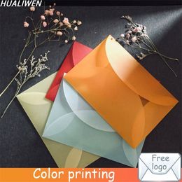 10Pcslot Custom Color Transparent Sulfuric Acid Paper lope Wedding Party Invitation Greeting Card Gift 220711