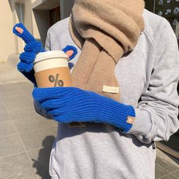 Five Fingers Gloves Winter Women Knitted Touch Screen High Quality Flmale Mitten Thicken Warm Wool Cashmere Solid Fashion Autumn