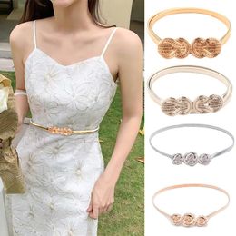 Belts Gold Silvery Leaf Shape Wedding Designer Elastic For Women Girl Stretch Skinny Waist Belt Cummerbunds Metal Female BeltBelts