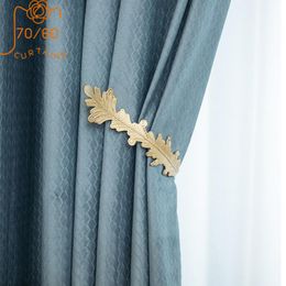 Curtain & Drapes Electric Carving Twist Flannel Wheat Ear Jacquard Solid Colour Curtains For Living Room Bedroom Dining Finished ProductCurta