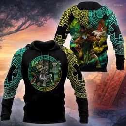 Men's Hoodies & Sweatshirts Est Viking Aztec Warrior Tattoo Fashion Tracksuit Casual 3D Print Zipper / Hoodie Sweatshirt Unisex Pullover