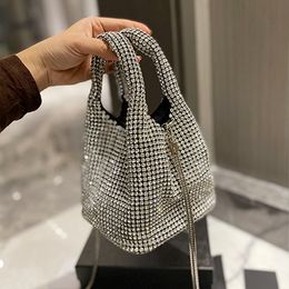 Top quality Shining Portable Tote shopping bag chain dinner bucket bag Diamond handmade Bags water glittering billing full Messenger shoulder Punk Nightclub a