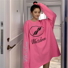 Plus size Printed letter pattern loose autumn winter thin women oversize pullover women fleece hoodie sweatshirts ladies 201114