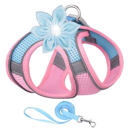 Summer vest-style dog Leashes breathable reflective pet chest strap small and medium-sized dog traction rope with flowers