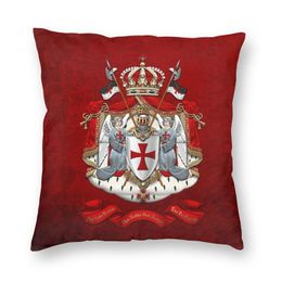 Pillow Case Knights Templar Flag With Coat Of Arms Cushion Cover 45x45 Decoration Mediaeval Warrior Cross Throw Pillow Case for Living Room 220623
