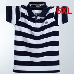 Colour Contrast Stripe Polo Shirt Men Big Size 6XL Short Sleeve Polo Shirts Cotton Summer Breathable Stripe Tops Plus Size 6XL 220716