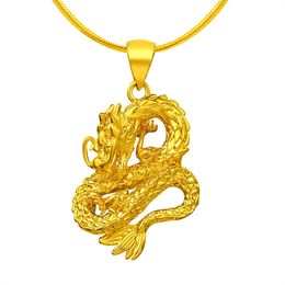 Sand Gold Dragon Necklace Exquisite Fashion Dragon Charm Pendants Necklaces for Men Valentines Day Gift