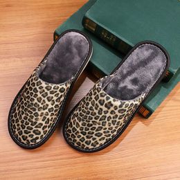 Slippers Cotton And Linen Women's Spring Autumn Home Use Mute Couple Non-slip Four Seasons Leopard Print Soft BottomSlippers