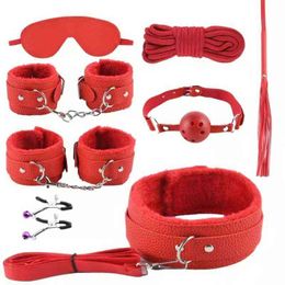 Nxy Sm Bondage Products for Adults Handcuffs Anal Plug Tail Bdsm Set Sex Games Adult Toys Sm Toy Kits Couples 220426