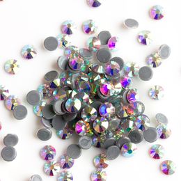 SS16 SS20 SS30 2058HF Czech Hot Fix Rhinestone Crystal AB Round Flat Back Strass Garment Iron On Garment Clothes Rhinestones