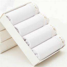 Boxer Men Underwear White Cotton Boxershorts U Pouch Panties Men Sexy Underpants Male Youth Underware 4 Pcs Plus Size LJ201110