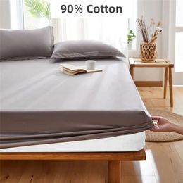 90% Cotton Fitted Bed Sheet Thick Mattress Protective Cover Twin Double Queen King ,140,160 Size (No Pillowcase ,) 220514