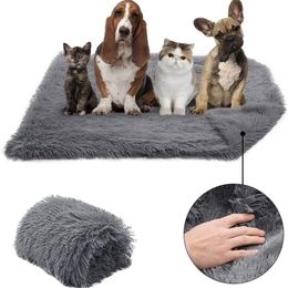 Long Plush Pet Dog Blanket Portable Double Thickness Square Pet Bed Blanket Soft Thin Mat for Dogs 201119