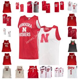 NCAA Stitched Nebraska Cornhuskers basketball Jersey 15 Isaiah Roby 20 Tanner Borchardt 33 Justin Costello Tyronn Lue Stu Lantz Dave Hoppen Eric Piatkowski Jerseys