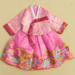 Ethnic Clothing Korean Fashion Girls Winter Pink Hanbok Performance Suit Dress Thicken Coat Dance Festival Children CostumeEthnic