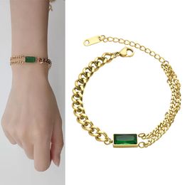 Titanium Steel European Bangles For Woman Man And American Fashion Style Niche design Popular Emerald Temperament Bracelet Female Personality Jewelry Hand Cuff