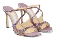 Summer Brands pump merges shoes strass-adorned Satin Pearl embellished floral lace sandals Ankle straps Dignified and generous wedding Party Shoes box 35-43