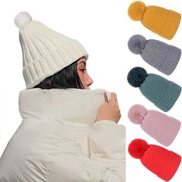 Wool Acrylic Beanies Caps Women Girls Knitted Hat Skullcap Autumn Winter Warm Elastic Knit Cap Skullies Beanie Hat Female