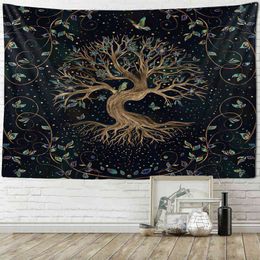 Hippie Tapiz Witchcraft Psychedelic Aesthetic Room Mystery Dorm Home Decor Mandala Carpet Wall Hanging J220804