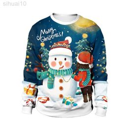 Men Women Ugly Christmas Sweater 3D Christmas Tree Gift Snowman Printed Autumn Winter Neck Sweatshirt Xmas Jumpers Tops L220801