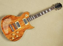Special Custom Natural Wood Colour Electric Guitar with Spalted Maple Veneer