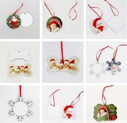 Sublimation Christmas Ornaments MDF Blank Round Square Snow Shape Decorations MDF Hot Transfer Printing Blank Pendant Multi-styles