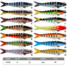 High Quality K1636 9cm 7g Fishing Lures for Bass Trout Multi Jointed Swimbaits Slow Sinking Bionic Swimming Freshwater Saltwater Lifelike Fishing Lure 200pcs/Lot