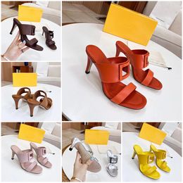 Luxury designer womens slippers high heels sexy sandals classic fashion genuine leather Dance shoe hotel party dress wedding shoes with box