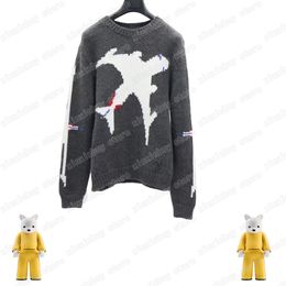 22ss Mens Women Designers Pullover Sweaters luxury Watercolour Aeroplane Street long Sleeve blue Grey XS-L