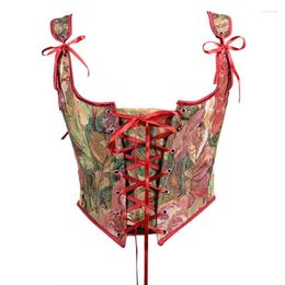 Belts Floral Bustier Crop Top Red Sexy Bustiers Corset With Straps Vintage Tank TopsBelts Smal22