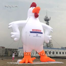 Customised Giant Inflatable Cartoon Rooster 6m Advertising Animal Mascot Model White Chicken Balloon For Outdoor Display